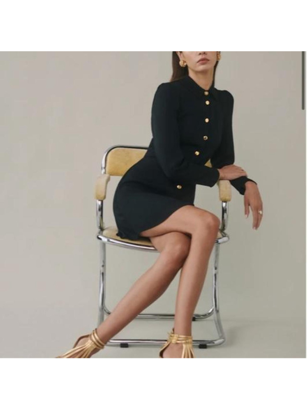Reformation Black Hugh Mini Dress - Size 6 - Picture 2 of 8